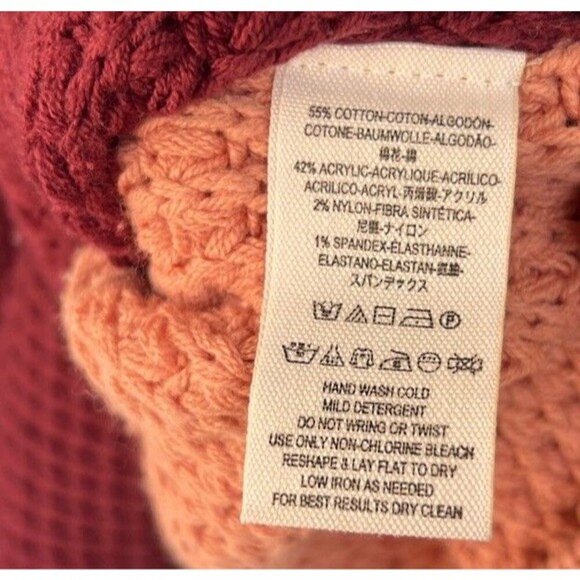 Free People Park City Colorblock Chunky Waffle Knit Oversized Sweater Size XS - Picture 9 of 9